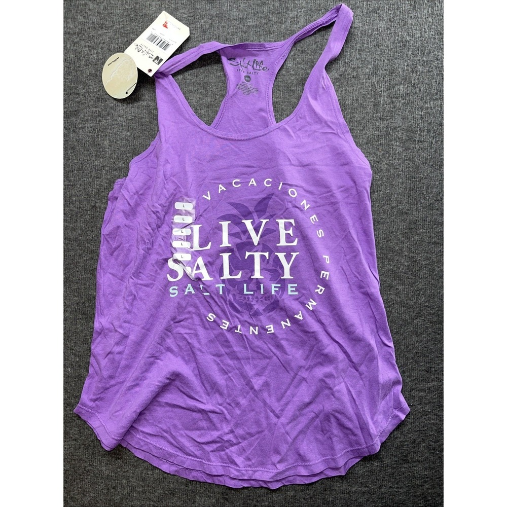 NEW Salt Life Women's Vacaciones Permanentes Tank Shirt Violet NWT 19905